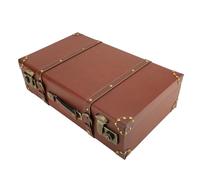 Alomejor Vintage Leather Carry On Suitcase Convenient Lightweight Exquisite Travel Trunk for Photography Props, Brown, 19.1x11.6x5.7in