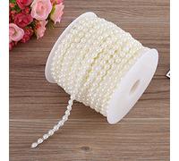 Alomejor White Christmas Decoration Double Line Garland with 6mm Beads for Wedding Party DIY Jewelry Accessories 25m (Beige)