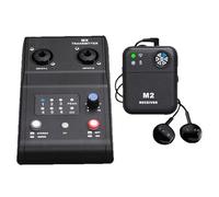 Alomejor Wireless In-Ear Monitor System, 10.8ms Ultra-Low Latency 6 Channels Plug and Play Transmitter Receiver with Built-in Rechargeable Battery for Live Performance Band (Black)