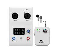 Alomejor Wireless In-Ear Monitor System, 10.8ms Ultra-Low Latency 6 Channels Plug and Play Transmitter Receiver with Built-in Rechargeable Battery for Live Performance Band (White)