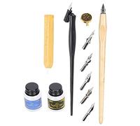 Alomejor Wood Handle Calligraphy Pen Set Creative Writing Tool for Students with 5 Nibs and Wax Seals for Artistic Characters and Drawing Music, Gift Box Pen for Beginners and Calligraphy