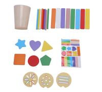 Alomejor Wooden Color Sorting Toy, Sensory Cups with 12 Shapes, Rubber Wood Preschool Learning Activity for Toddlers 2,3,4 Years