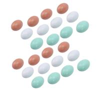 Alomejor Wooden Easter Eggs, 24 Pack Solid Wood Fake Eggs for DIY Painting Crafts Decor, with 3 Colors for Easter Decor Farm Simulation Play (24pcs)