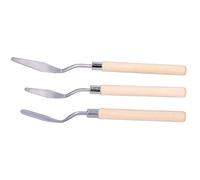 Alomejor Wooden Handle Palette Knife Set Easy-to-Use Art Paint Scraper 3Pcs Palette for Oil Painting, Acrylic Painting, Cake Modeling