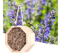 Alomejor Wooden House Durable Nesting Box for Garden Decor & Observation, 100% Natural Wood, 5.9x5.9x3.5in, Ideal for Bee Nesting & Garden Ecology