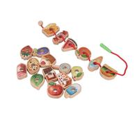 Alomejor Wooden Lacing Beads Toy Threading Stringing Game for Toddlers with Wooden Beads Sorting Set to Improve Shape Recognition Color Matching Skills
