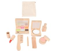 Alomejor Wooden Makeup Toy Set, Beechwood Pretend Cosmetic Kit , Role Play Salon Playset for Girls Ages 3,4,5,6 Birthday Gift