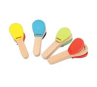 Alomejor Wooden Music Clapper, Toddler Hand Castanet Percussion Toy with Portable Handle for Kids Early Education, Performance and Entertainment