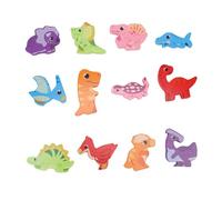 Alomejor Wooden Puzzles Toys, Educational Early Learning Wooden Matching Sorting Stacking Blocks with Storage Box, for Kids Toddlers (Dinosaur)