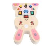 Alomejor Wooden Switch Sensory Board Toy, Early Learning Educational Animal Circuit Board Toy with Simulation Switches for Kids Over 3 Years Old (Bunny)