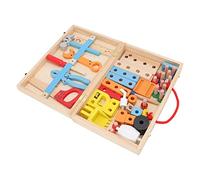 Alomejor Wooden Toolbox Toys, with Fine Workmanship and Rounded Edges for Kids Educational Construction Play