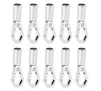 Alomejor Zinc Alloy Cord End Cap Durable Rope Stop Set for Jewelry Making with 6mm Bell Hook for Bags, Shoes, Clothes 10 Sets (Silver)