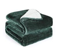 Alomidds Sherpa Fleece Weighted Blanket for Adults(15lbs Twin Size) Heavy Blanket with Fluffy Warm Thick Sherpa & Cozy Soft Flannel Snuggle Great for Sofa Bed Calming, 48x72 inches, Forest Green