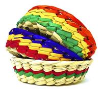 Alondra's Imports Genuine Mexican Handwoven Tortilla Basket - Taco Keeper, Pancake Warmer, Palm Tortilleros, Fiesta Party, Tortilla Holder, Candy, Chips and More, Unique Assorted Colors (Artisan-Made,