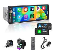 Alondy Single Din Car Stereo with Touchscreen (6.9") Compatible with [Wireless] Apple CarPlay/Android Auto Bluetooth AM/FM/RDS Radio USB (Type-C 2.1A Fast Charge) backup Camera