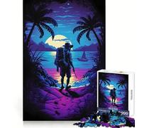 Alone at The Night Beach 1000-piece Jigsaw Puzzles Logical Skill Mindful Leisure Precise Join Thoughtful Gift (50x75cm)