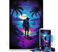 Alone at The Night Beach Adult Jigsaw1000 Pieces Cognitive Boost Game No Gap Tight Fitting Design Birthday Gift Brain Teaser Toy (50x75cm)