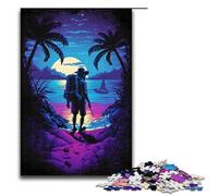 Alone at The Night Beach Piece Jigsaw Puzzles for Adults Wooden Jigsaw Puzzles Home Activity for Holidays Birthdays And Family Game Nights 1000 PCS(75x50cm)
