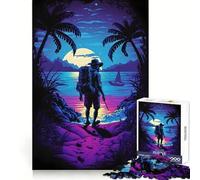 Alone at The Night Beach Puzzle for Teenagers 1000 Pieces Brain Teasing Soothing Hobby Solid Lock Thoughtful Gift (38x26cm)