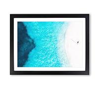 Alone On The Beach Painting Modern Art Framed Print | A4 Black Framed Wall Art | Ready to Hang | Modern Beach Picture | Living Room Bedroom Lounge Office