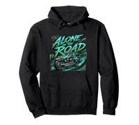 Alone On The Road Biker Freedom Graphic Pullover Hoodie