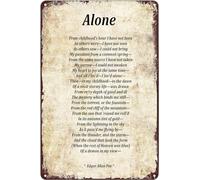 Alone Poem By Edgar Allan Poe Presents On Thanksgiving Retro Metal Tin Sign Poster Plaque for Garage Bar Courtyard Club Farm Bathroom Wall Decor 8x12Inch