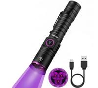 Alonefire SV103 395nm UV Torch Flashlight USB C Rechargeable Ultraviolet Black Light Woods Lamp Money Checker for Resin Curing, Pet Urine Detection, Scorpion, Fishing, Minerals, Bed Bug with Battery
