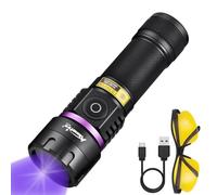 Alonefire SV116 365nm UV Torch 60W Type C USB Rechargeable Strong Black Light Pet Urine Detector Money Detector for UV Resin, Fishing, Scorpion, Amber, Minerals with UV Safety Glasses, Battery