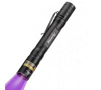 Alonefire SV80 Mini UV Flashlight 365nm - 3W Portable Blacklight Torch for Pet Urine Detection, Minerals & Currency Authentication (2X AA Batteries Included)