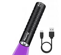 Alonefire SV99 395nm UV Torch Flashlight Small 3W Mini Black Light USB C Rechargeable Money Checker for Pet Urine Detector, Scorpion, Resin Curing, Bed Bug, Fishing, Minerals with Built-in Battery