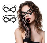 Alonekiss 2 PCS Black Cat Women Mask for Adult Woman - Superhero Eye Mask Costume Accessories Leather for Halloween Dress Up