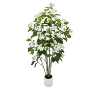 Alonfale 6FT Artificial Hydrangea Tree with 29 Blooms, Potted Fake Plant for Home Office Decor, Realistic Leaves & Bendable Branches, White Planter (6 FT)