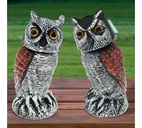 Alongen 2 Pack Fake Owl Decoys to Scare Birds,Motion Activated Owl Scarecrow with Shaking Head Simulation Owl Bird to Keep Birds Away from Garden Patio Windows