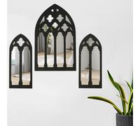 Alongen 3Pcs Arched Window,Wall Mirror Set Gothic Wall Cathedral Arched Mirror Decor Self-Adhesive for Living Room Bedroom Bathroom Vanity Entryway 18.4x30cm 9.2x21.8cm(C model)