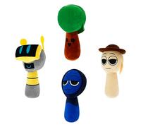 Alongen 4 Pcs Sprunki Plush Toys,9.45'' Sprunki Toys Plush, Games Plushies Toy for Fans,Soft Stuffed Animal Pillow Figure Doll Interesting Games Plushies Set for Girls and Boys(Set C)