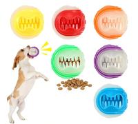 Alongen 6 Pcs Squeaky Dog Ball Hollow Design,Interactive Rubber Teething Fetch Ball for Small Medium Dogs to Keep Them Busy Playing Indoor Outdoors(luminous)