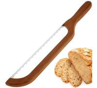 Alongen Bread Bow Cutter, 15.7 inch Serrated Sourdough Bread Saw,Bread Slicer for Homemade Bread Wooden Handle Bread Bow Cutter,Stainless Steel Cutting Tool for Homemade Bagels Baguettes