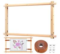 Alongen Embroidery Frame, Wooden Cross Stitch Frame Rotated Needlepoint Embroidery Tapestry Scroll Adjustable Needlepoint Stretcher for Craft Sewing DIY Art Craft Cross-Stitch(21x12)