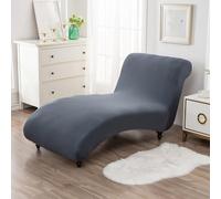 Alongen Full Wrap Chaise Lounge Cover, Machine Washable Stretch Armless Lounge Cover With Bottom Strap for Living Room Indoor Bedroom(dark grey,1)