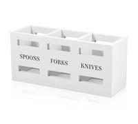 Alongen Kitchen Utensils Holder with 3 Compartment Large Capacity Cooking Utensil Holder Multipurpose Utensil Caddy for Forks Spoons Cutters (white)