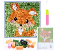 Alongen Latch Hook Kits,DIY Craft Rug Sewing Set with Pre-Printed Pattern Cute Fox/Panda/Owl Latch Hook Craft Decorative Tapestry DIY Kit Latch Hook Rug Kits for Beginners Children Adults and Seniors