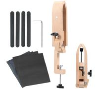 Alongen Stitch Pony Beech Wood Leather Pony Foldable Table Desktop Stitching Pony Horse Clamp Adjustable Leather Sewing Pony Professional Leather Working Tools for DIY Hand Leathercraft Sewing