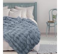 Alongen Throw Blanket - 51×63in Soft Cozy Blanket, Super Comfort Oversized Warm Thick Bubble Plush Rabbit Faux Fur Throw Blanket,Light Weight Fleece Warm Throw Blanket for Bed (light gray)
