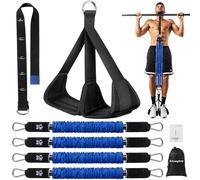 ALongSong Pull Up Assistance Bands with Foot Support Pedal 80-320LBS Heavy Duty 4 Resistance Bands Adjustable Weight/Height with 80Lbs Bands&Measured Strap for Strength Training Home Gym