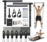 ALongSong Resistance Band Set Men with Handle & At home Pilates Bar Workout Equipment, 6 Exercise Bands 20-240Lbs/30-240LBS Optional & Door Anchor For Home Gym Fitness Equipment