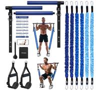 ALongSong Resistance Band Set Men with Handle & At home Pilates Bar Workout Equipment, 6 Exercise Bands 20-240Lbs/30-240LBS Optional & Door Anchor For Home Gym Fitness Equipment