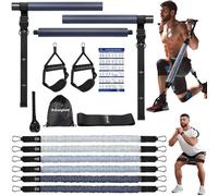 ALongSong Resistance Bands Set Men With Pilates Bar Set 6 Latex Exercise Bands 50-360Lbs/Handles Door/Anchor Pilates Equipment For Home Gym Workout Fitness
