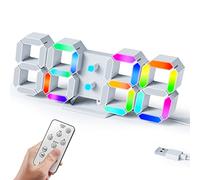 Aloom Multicolor 3D LED Alarm Clock - Remote Control, Auto Brightness, 7 Color Lights - Perfect for Kids - Corded Electric - 10 inch Wall Clock for Game Room, Boys Room, and Pink Room