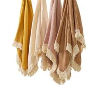 Aloonii Extra Large Baby Swaddle Blanket with Fringe | 100% Pure Cotton | Gorgeous Boho Blanket (Lemon)