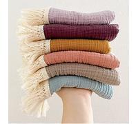 Aloonii Extra Large Baby Swaddle Blanket with Fringe | 100% Pure Cotton | Gorgeous Boho Blanket (Sage)